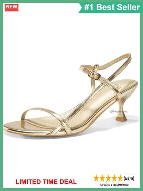 Women's Strappy Kitten Low Heel Open Toe Ankle Strap Sandals Faux Leather